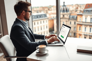 Una persona utilizza un dispositivo per richiedere un prestito online con semplicità e velocità.