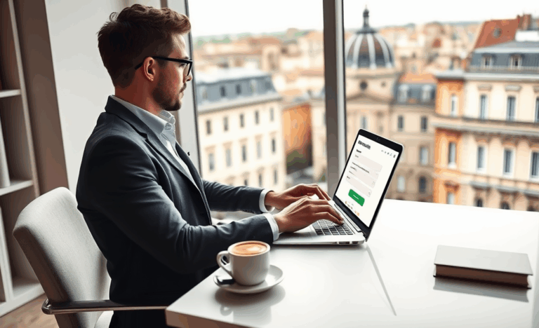 Una persona utilizza un dispositivo per richiedere un prestito online con semplicità e velocità.