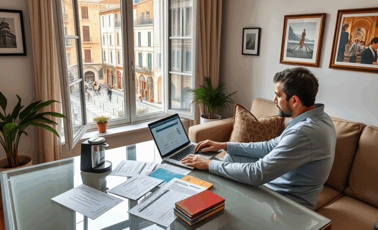Persona che effettua una richiesta di prestito online da un computer a casa