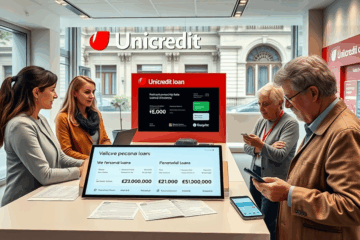 Immagine di una persona che utilizza l'app UniCredit per richiedere un prestito personale, mostrando flessibilità e comodità del servizio.