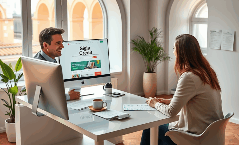 Persona che controlla un contratto di prestito personalizzato con Sigla Credit