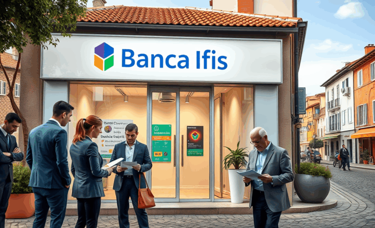 Veduta esterna della sede centrale di Banca Ifis, con focus su servizi di credito specializzato per imprese.