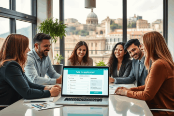 Una persona felice riceve un prestito rapido da Crediteurope con un processo di analisi semplificato.