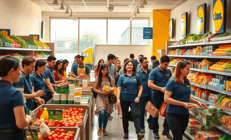 Immagine di un supermercato Lidl che rappresenta nuove assunzioni e opportunità di lavoro.